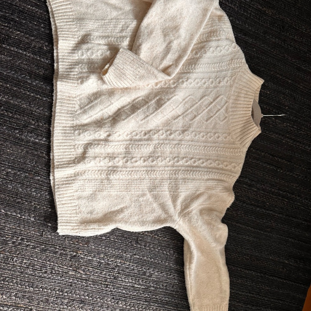 LOFT Cream Textured Knit Sweater